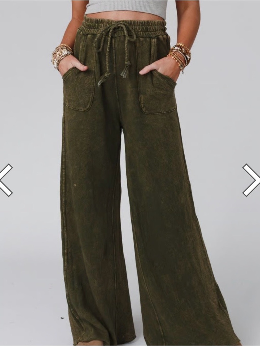 Three Bird Nest Relaxing Robin Wide Leg Brown Green pants Sweatpants Size Small